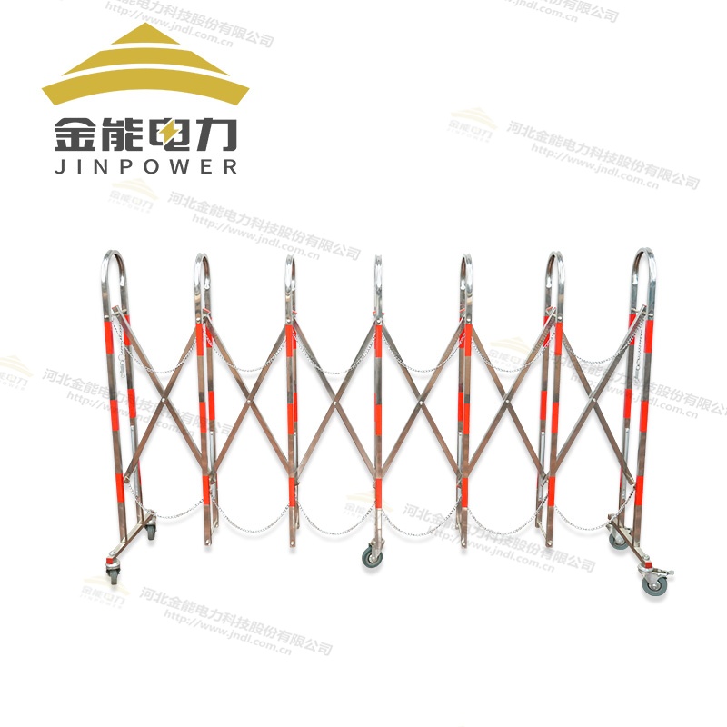 不銹鋼拱形伸縮圍欄紅白相間 帶輪子1.1-2.5米